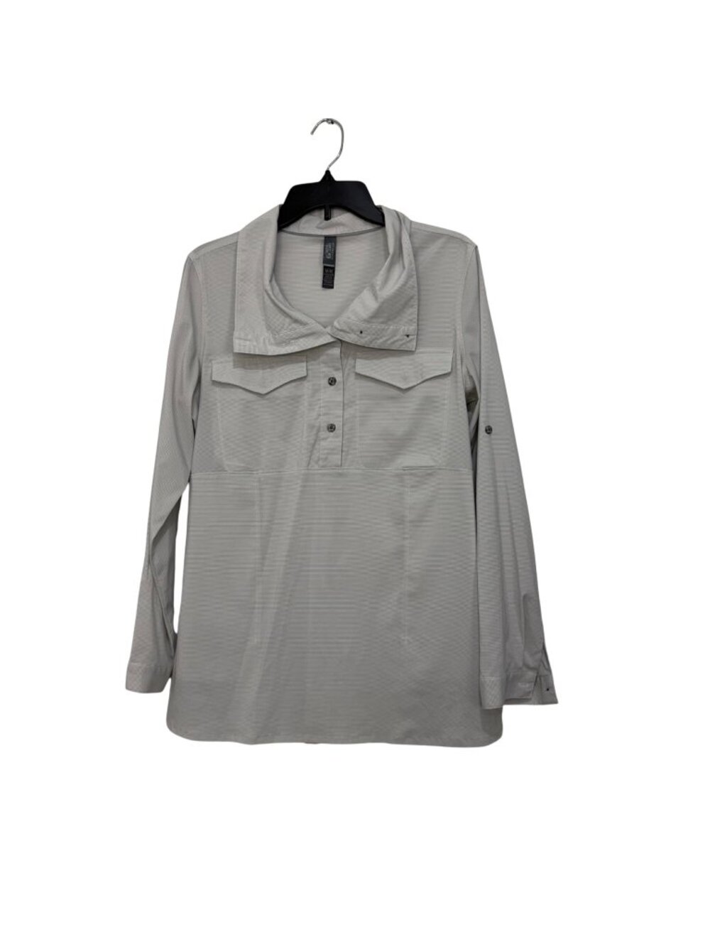 Mountain Hardwear Womens Lightweight Long Sleeve Sport Shirt SZ  M Striped Gray